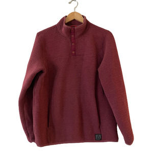 Gerry Mens Size L Burgundy Ottoman Sweater 1/4 Snap Pullover Ribbed Long Sleeve